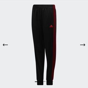 Adidas Kids Black and Red Fleece Lined Joggers